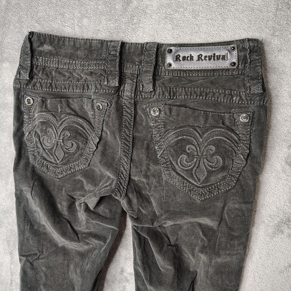 Rock Revival Women’s Washed Charcoal Embroidered Pocket Skinny Jeans
